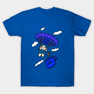 Cartoon boy with blue parachute T-Shirt